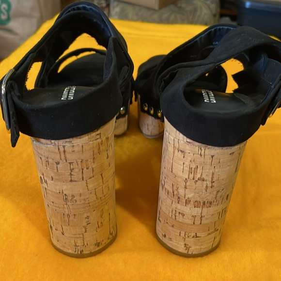 H&M Black Suede Cork Chunky Sandals NWOT - Picture 9 of 10